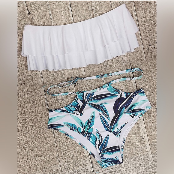 Tempt Me Women Two Piece High Waisted Bikini Set Swimsuit Off Shoulder - Picture 2 of 5